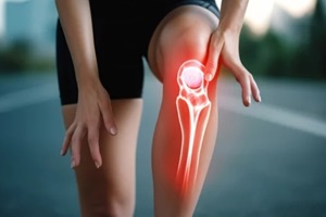 abstract visualization of knee pain while jogging