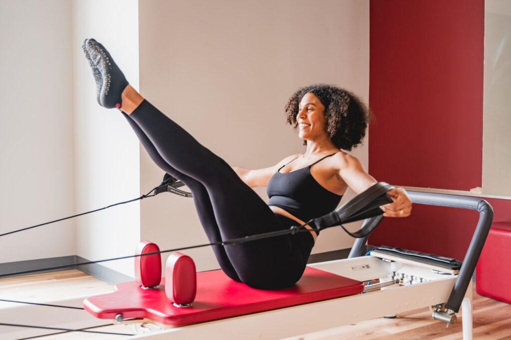 Reformer pilates boat pose