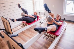 Mik and sheri jump on pilates reformers