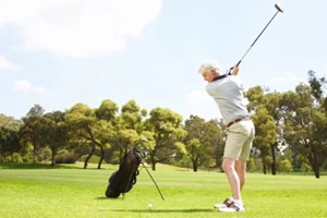 golfer hitting the ball